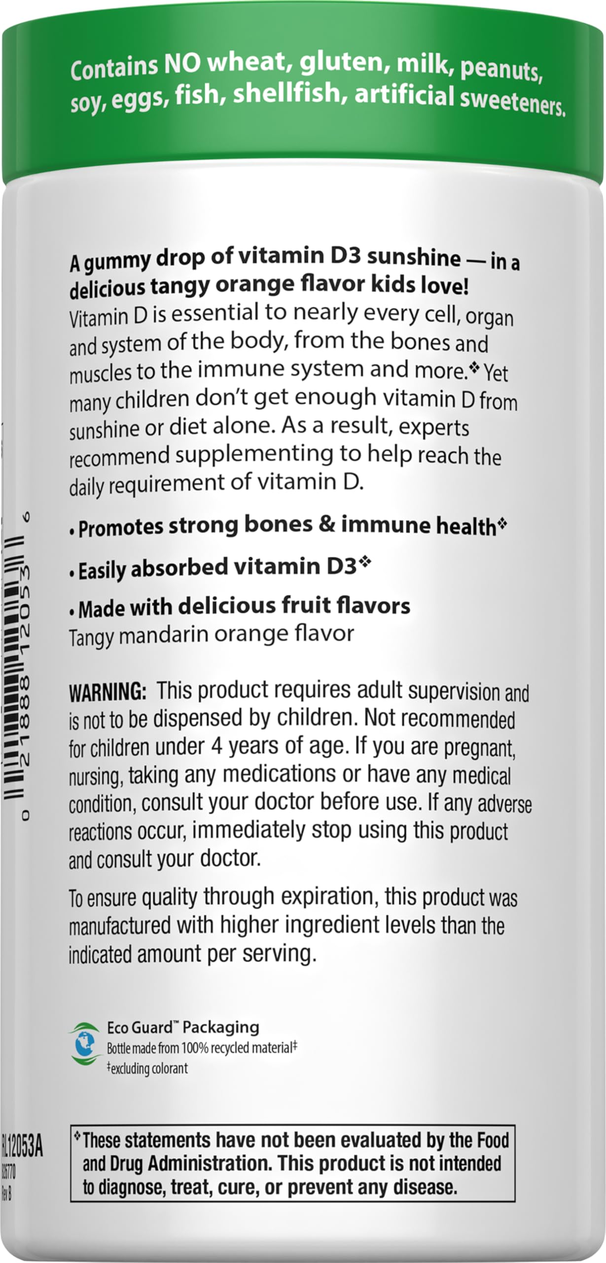Rainbow Light Sunny Gummies Vitamin D3 400 IU package with 60 gummies