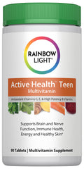 Rainbow Light Teen Multivitamin for Fruit Punch flavor – bottle and tablets