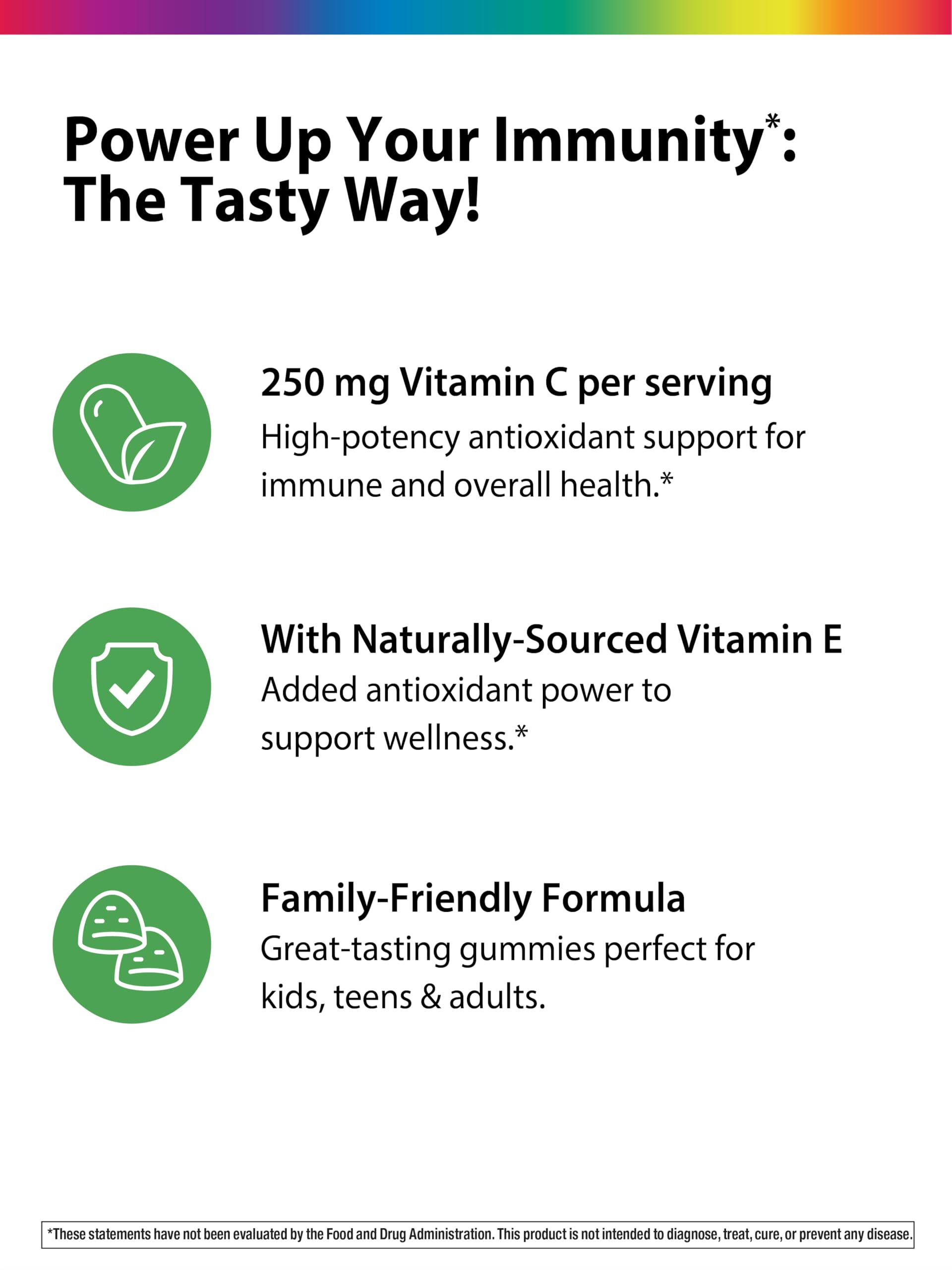 Gummy vitamins supporting immune health and antioxidant benefits