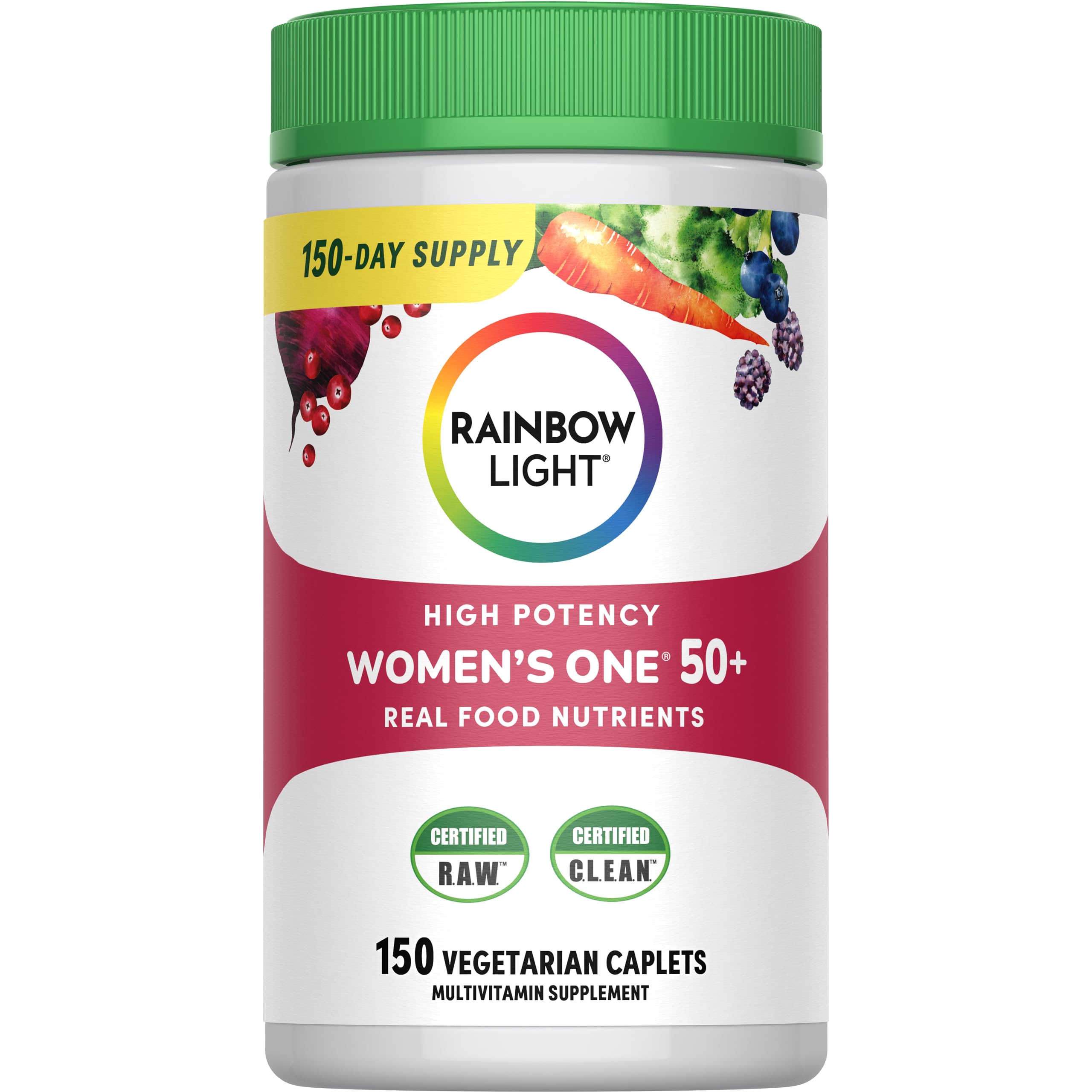 Rainbow Light Women 50+ multivitamin bottle with 150 tablets