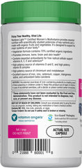 Close-up of Rainbow Light Women’s Multivitamin bottle with capsules