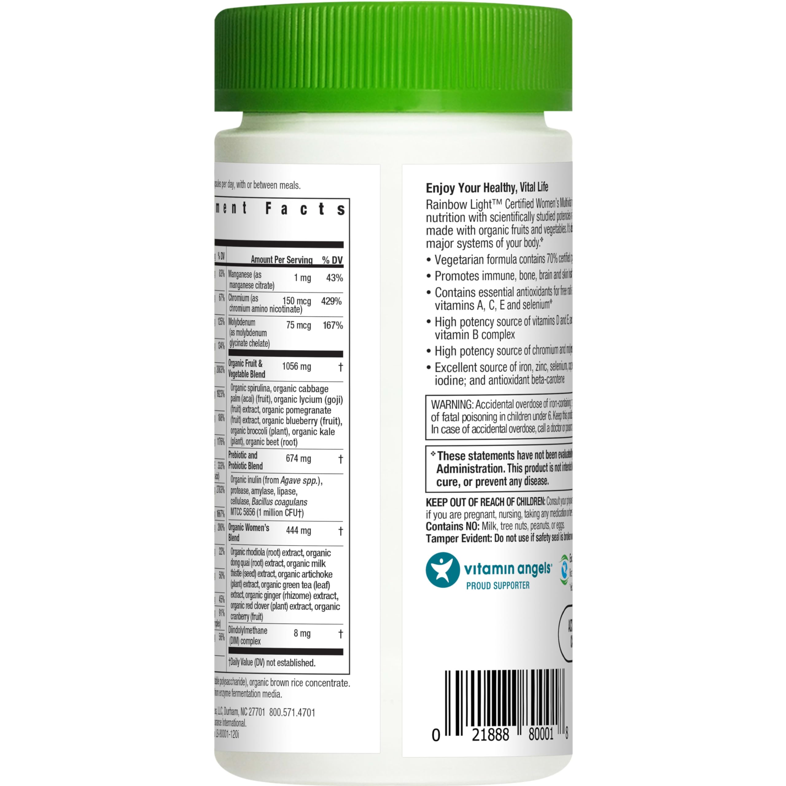 Rainbow Light Women's Multivitamin capsules and packaging showing 120 count