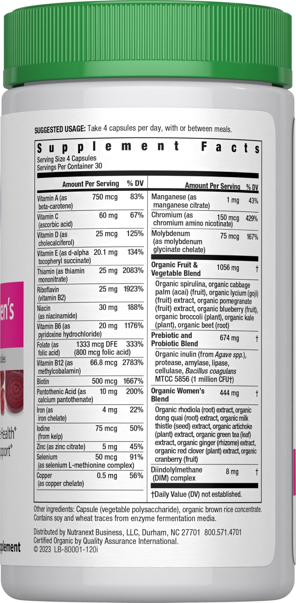 Illustration of organic ingredients like spirulina, acai, pomegranate, beet and kale in Rainbow Light formula
