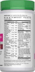 Illustration of organic ingredients like spirulina, acai, pomegranate, beet and kale in Rainbow Light formula