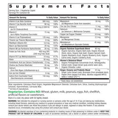 Close-up of Rainbow Light multivitamin label highlighting vegetarian formula