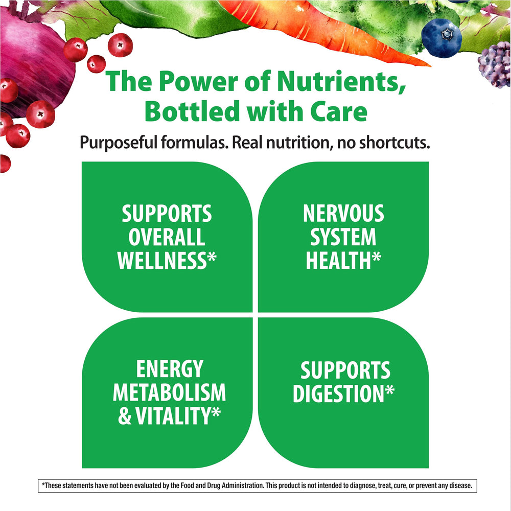 Side view of Rainbow Light high-potency daily multivitamin bottle