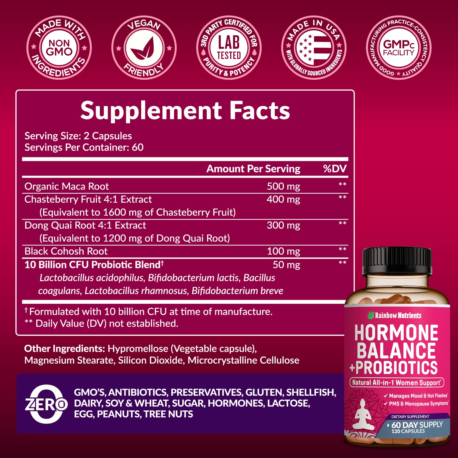 Rainbow Nutrients Hormone Balance serving image showcases a 60-day supply for ongoing wellness.