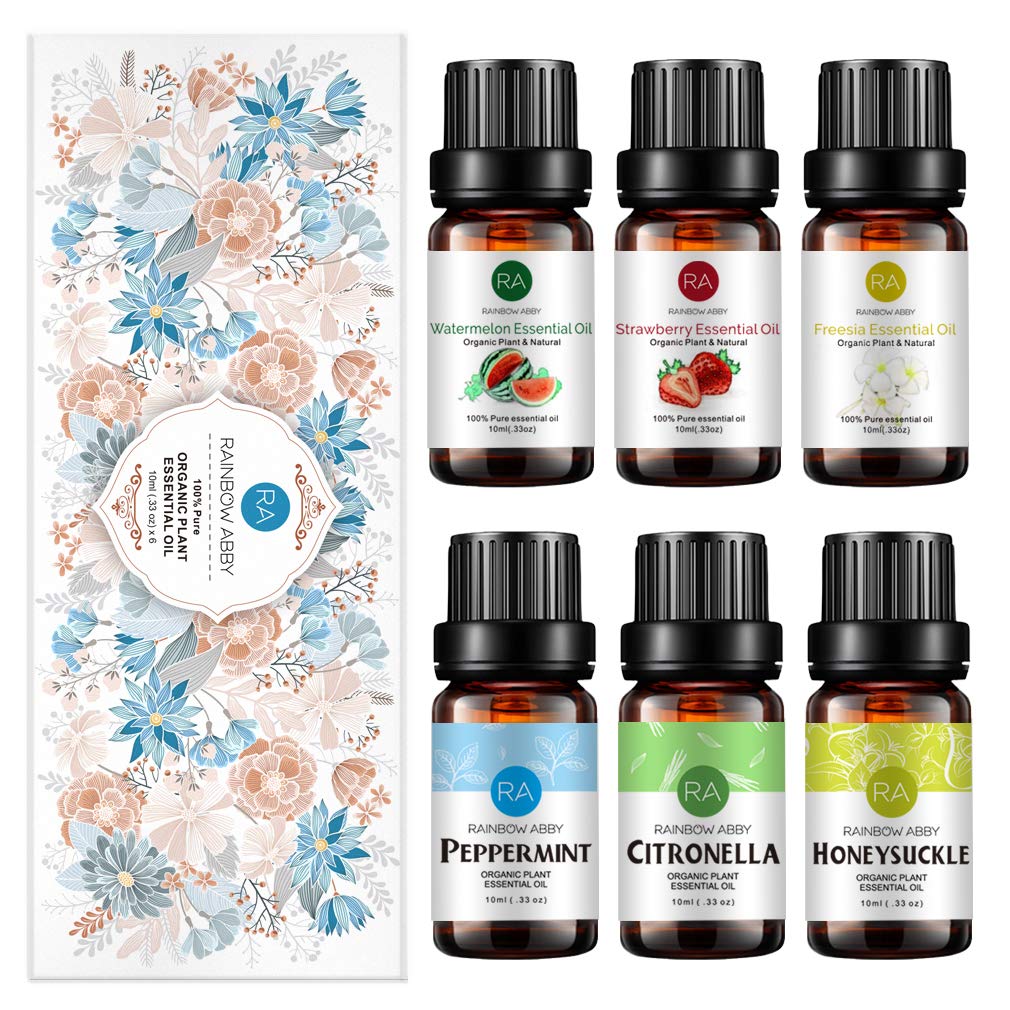 Rainbow Abby watermelon essential oil bottle adding fruity aroma to living spaces.