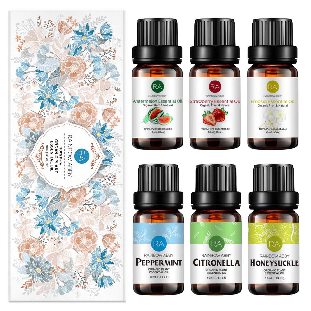 Rainbow Abby watermelon essential oil bottle adding fruity aroma to living spaces.