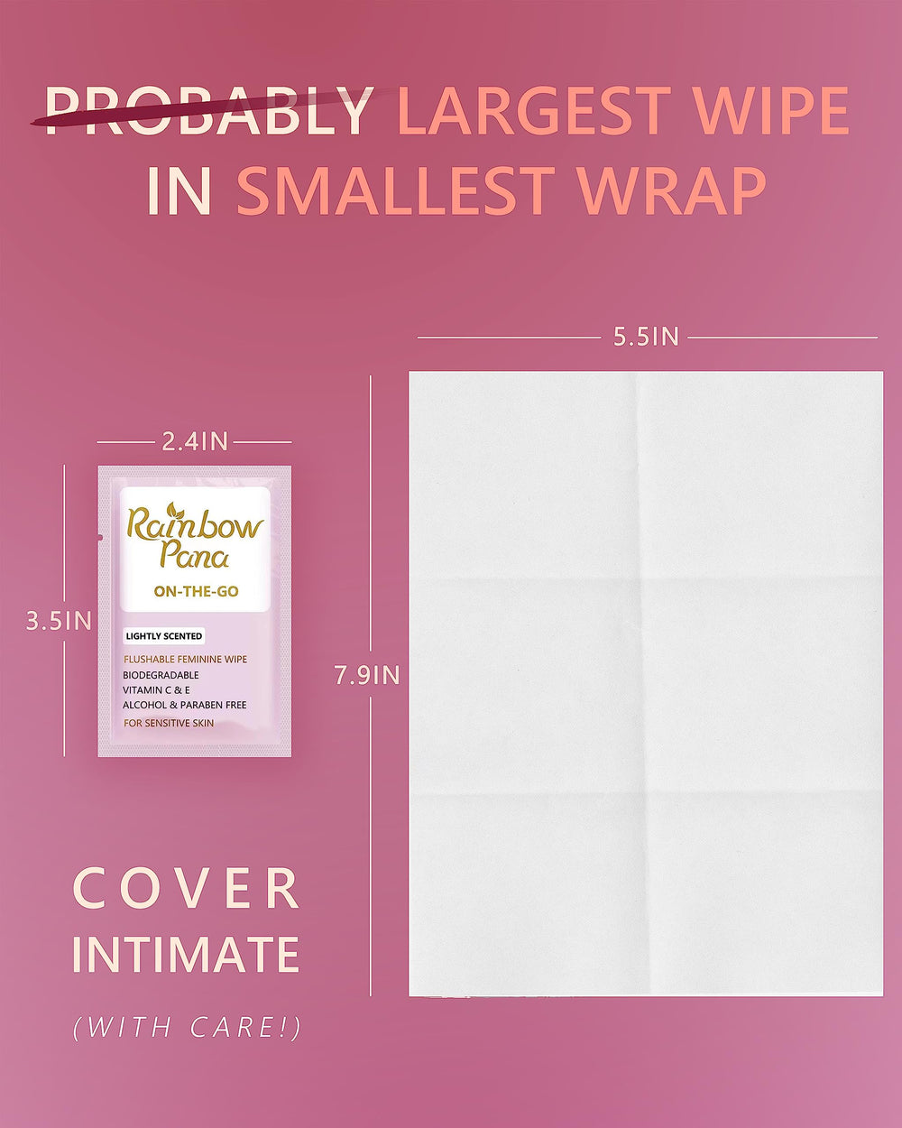 RainbowPana wipes sized 7.9x5.5 inches for effective cleansing.
