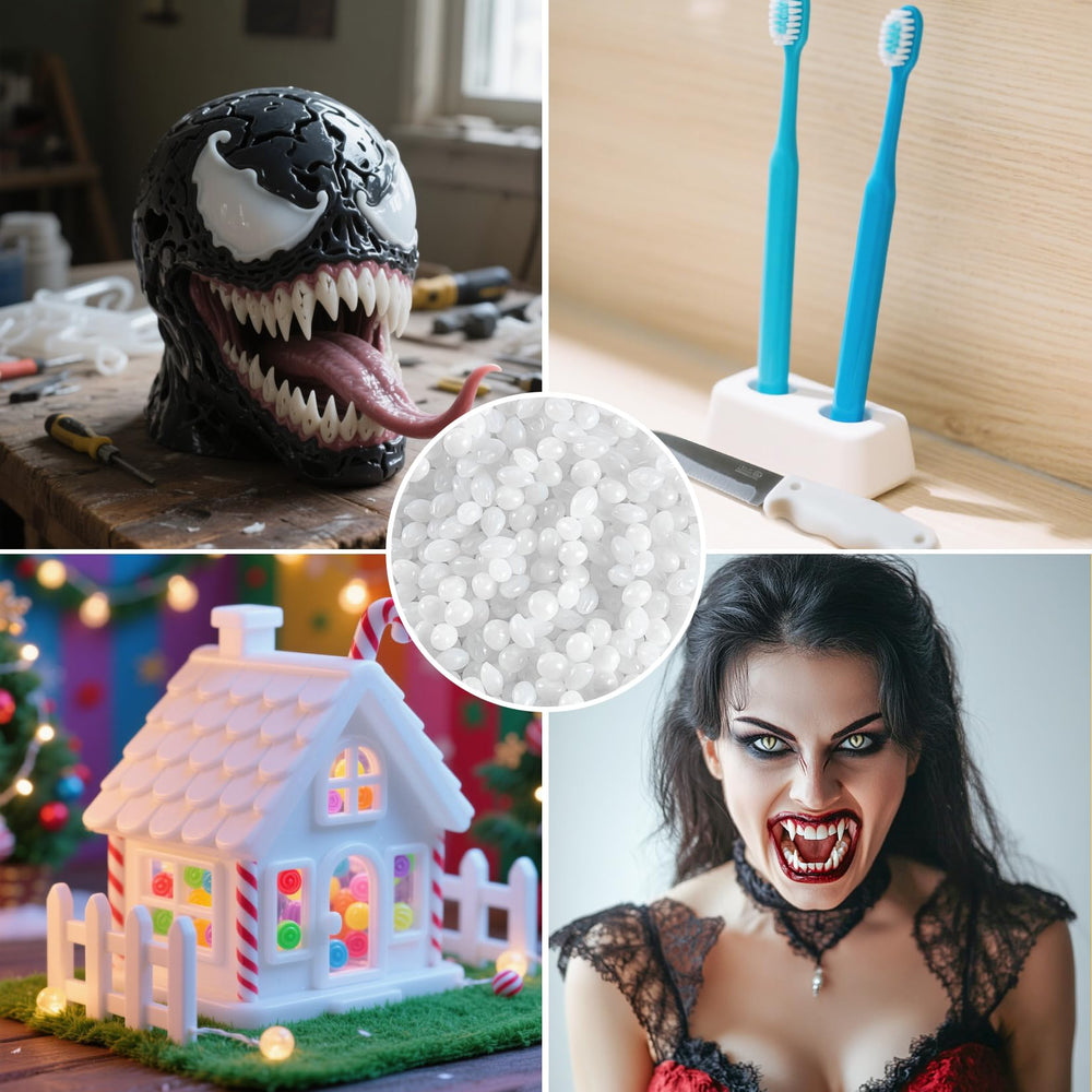 Safe, comfortable thermoplastic beads for natural-looking smile