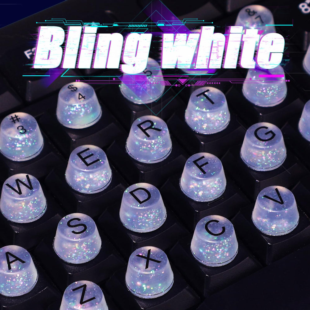 Raised Button bling keyboard bubbles closeup highlighting glitter design for stylish setup