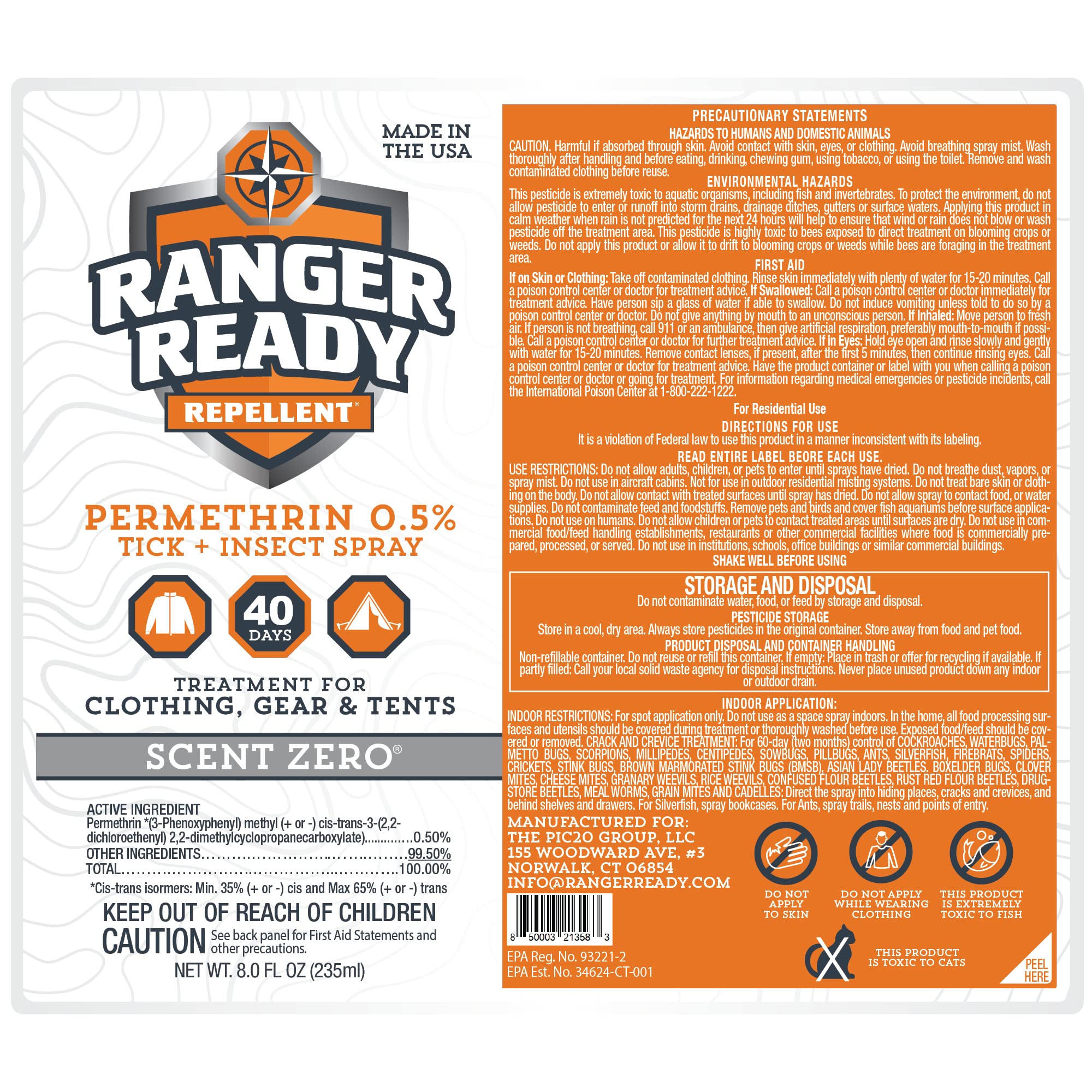 Ranger Ready Permethrin long-lasting protection covers up to 5 washings.