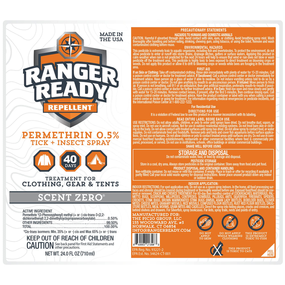 Ranger Ready Permethrin Spray lasts through multiple washings and sun exposure.