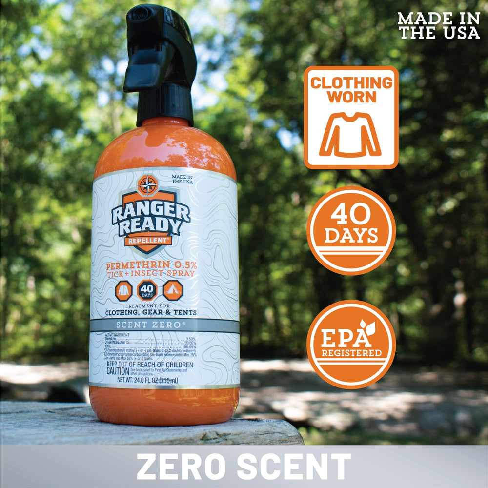 Ranger Ready Permethrin Spray labeled scent-zero for odor-free use.