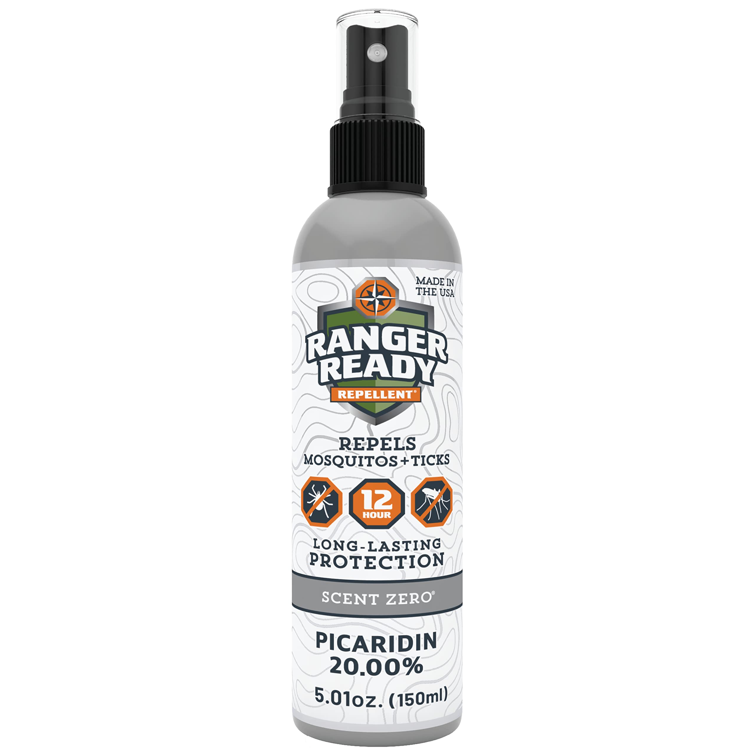 Ranger Ready Picaridin bottle with 20% repellent for long-lasting outdoor protection.