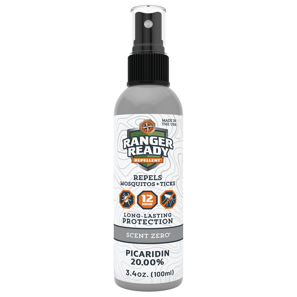 Ranger Ready Picaridin spray bottle providing portable protection against mosquitoes and ticks.