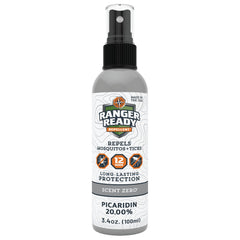 Ranger Ready Picaridin spray bottle providing portable protection against mosquitoes and ticks.