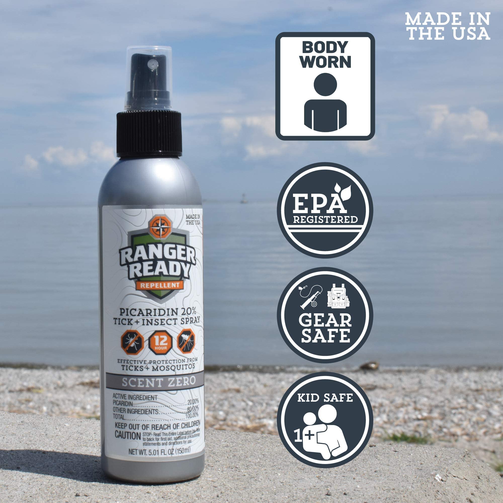 Ranger Ready scent Zero spray dries quickly on skin.