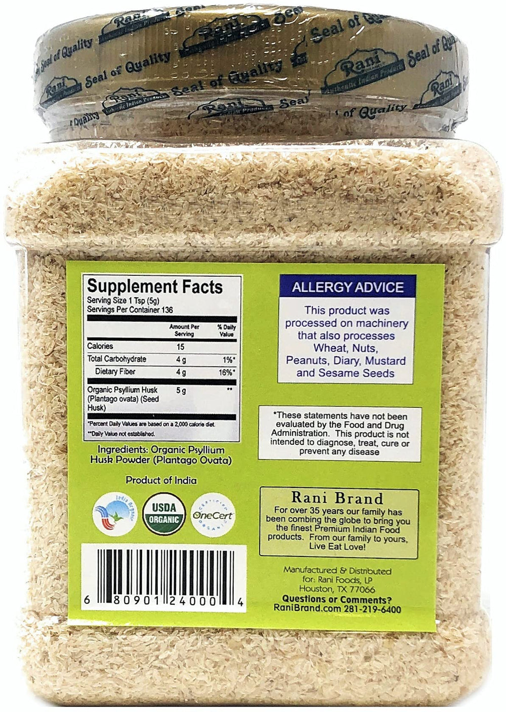 Close-up of psyllium husk powder texture in a spoon