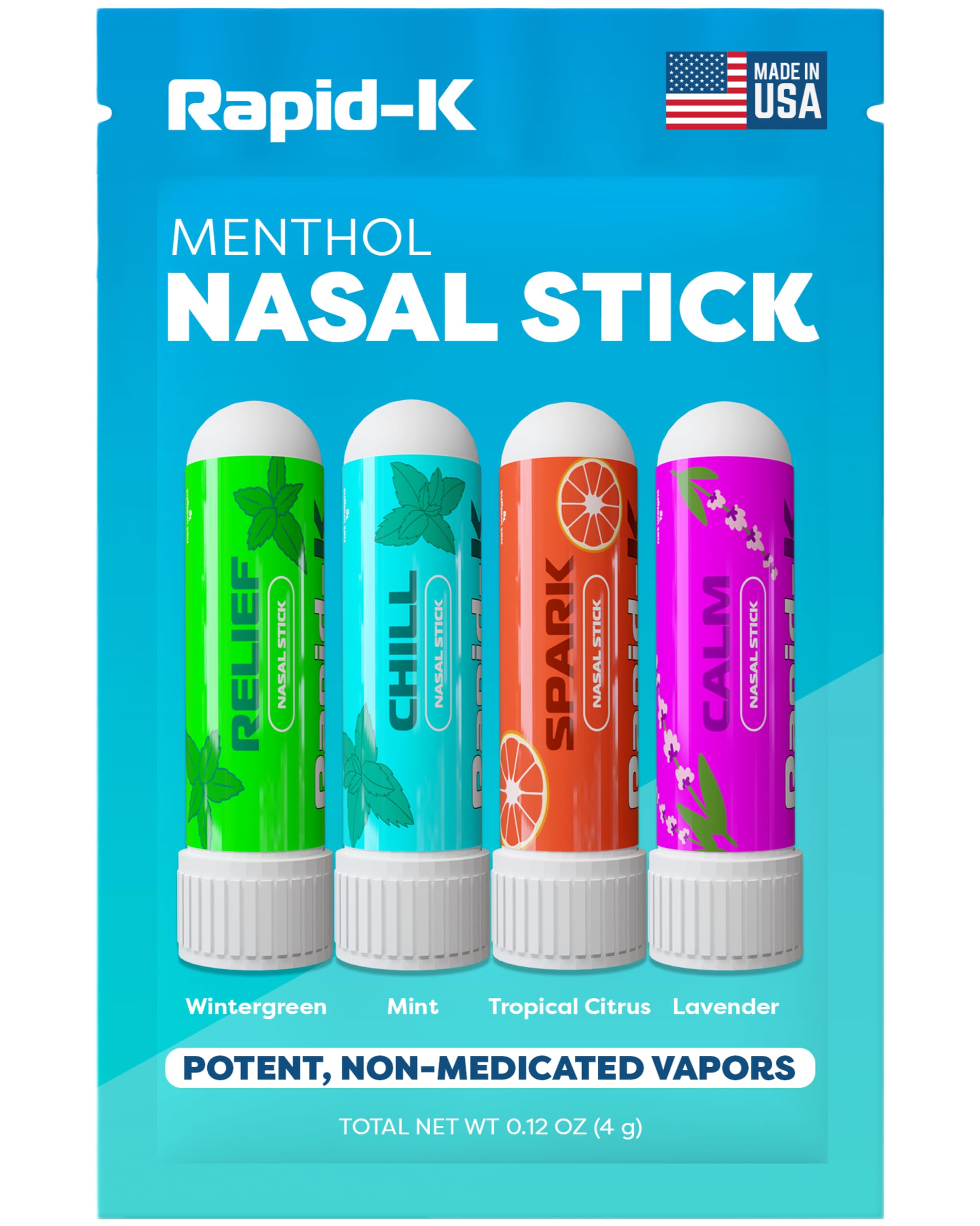 Rapid-K Nasal Stick Mint Inhaler for quick congestion relief and refreshed breathing