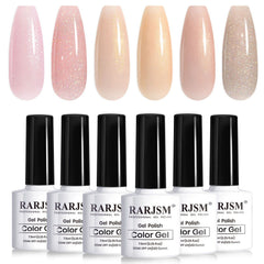 RARJSM glitter nude gel polish set swatches reveal shimmering nude finish