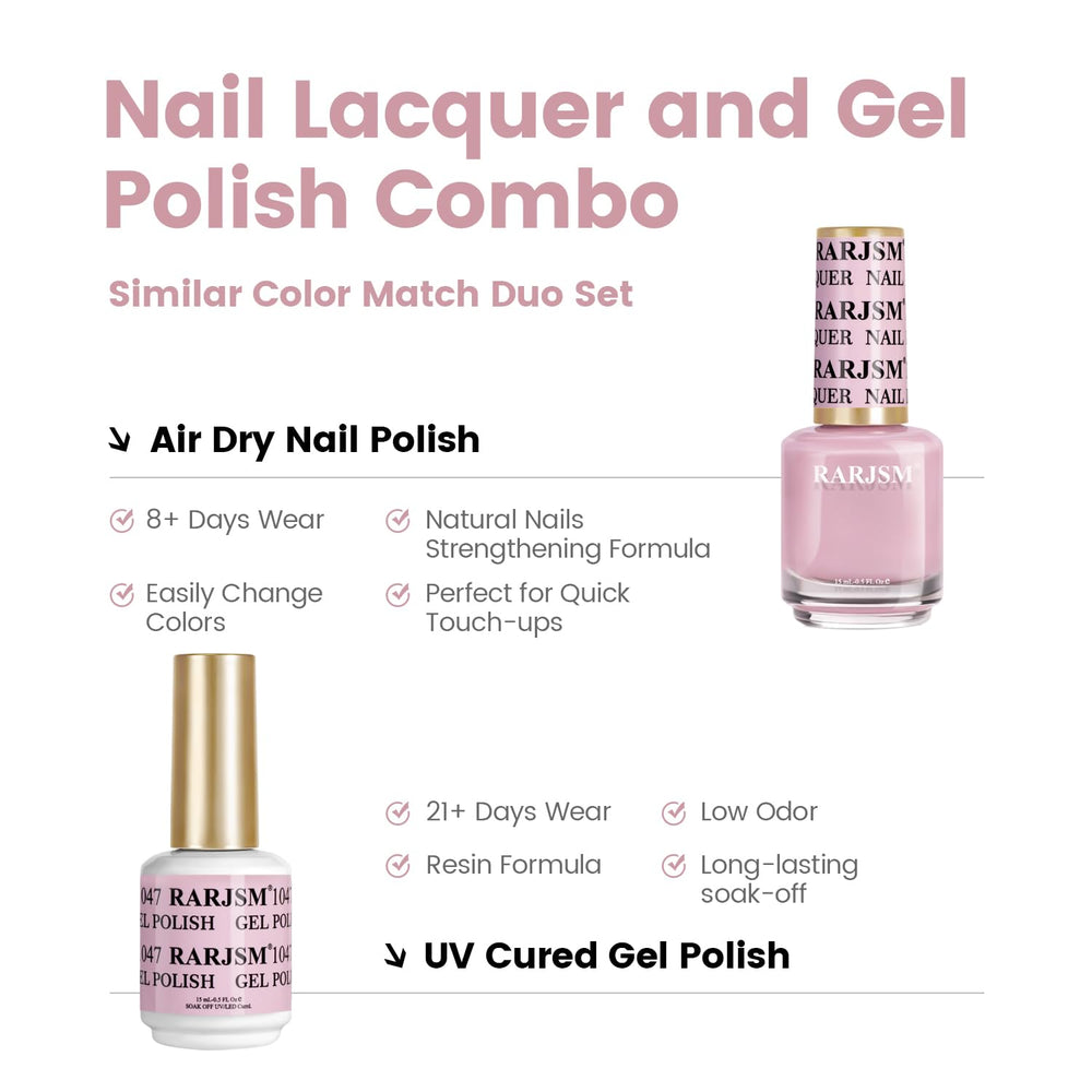 RARJSM nude pastel pink lacquer bottle highlighting quick-dry convenience