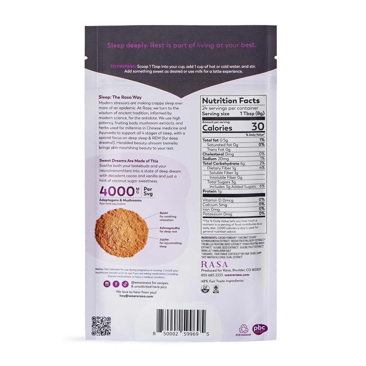 Packaging label showing 6.77 oz / 24 servings
