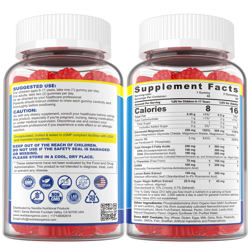 Sugar-free raspberry-flavored gummies label