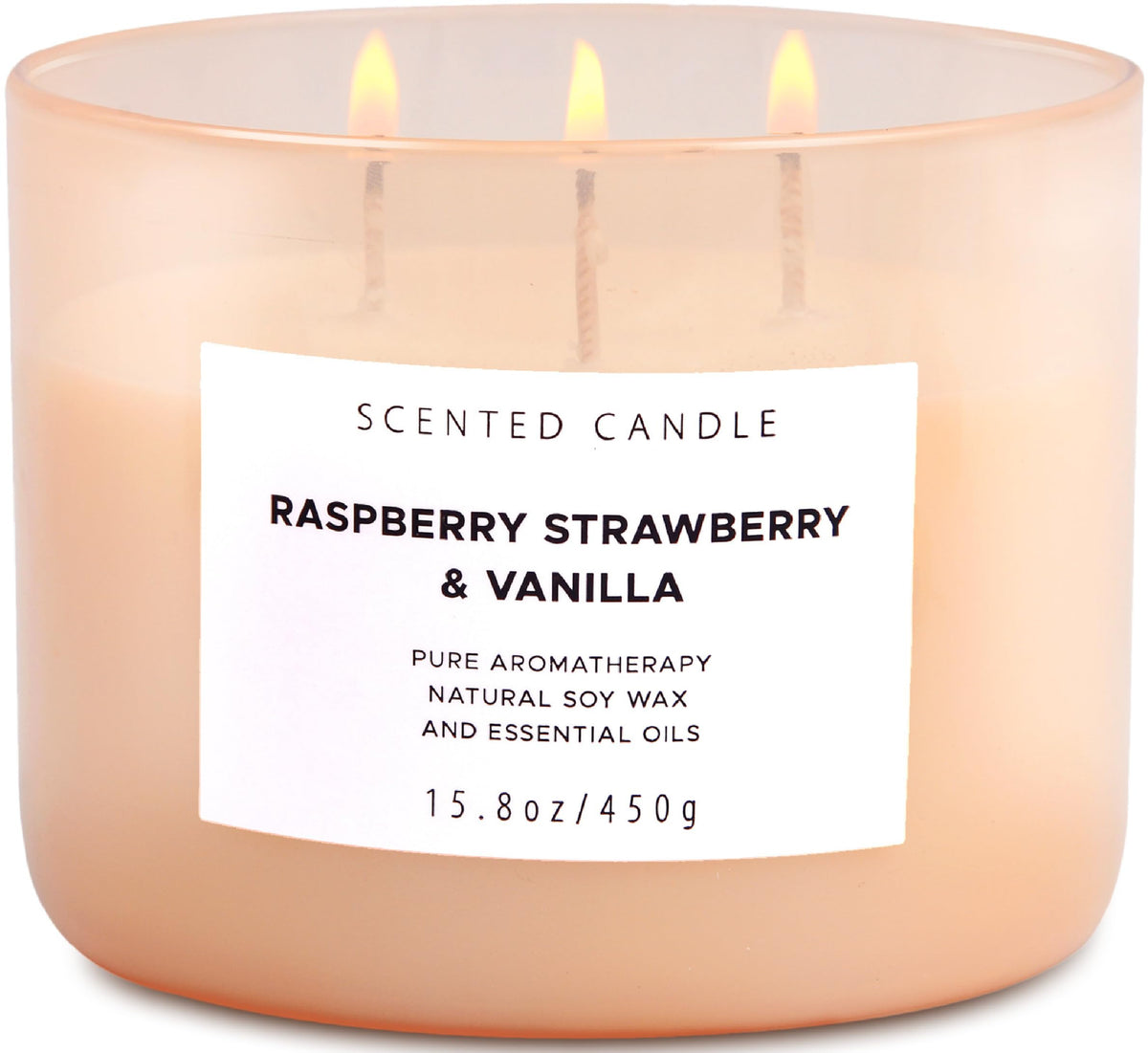 Raspberry Strawberry Vanilla 3-Wick candle with 15.8 oz soy wax