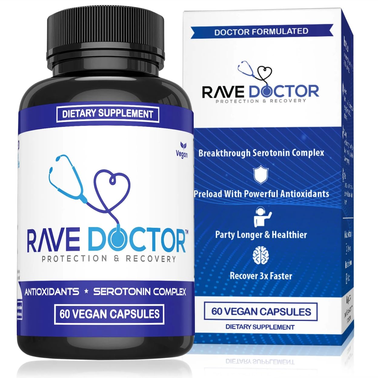Rave Doctor 5-HTP supplement front label