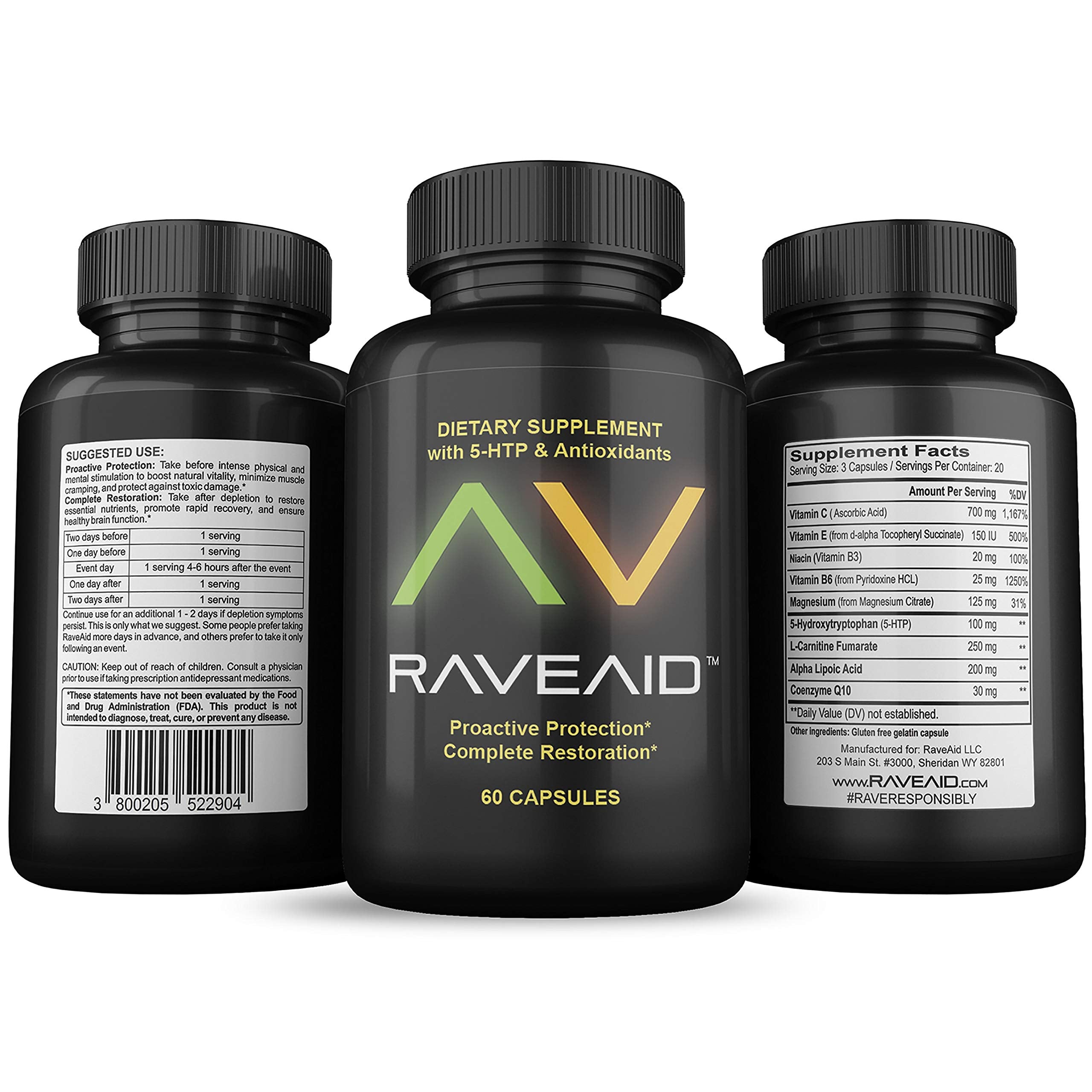 RaveAid product hero image with bottle and branding