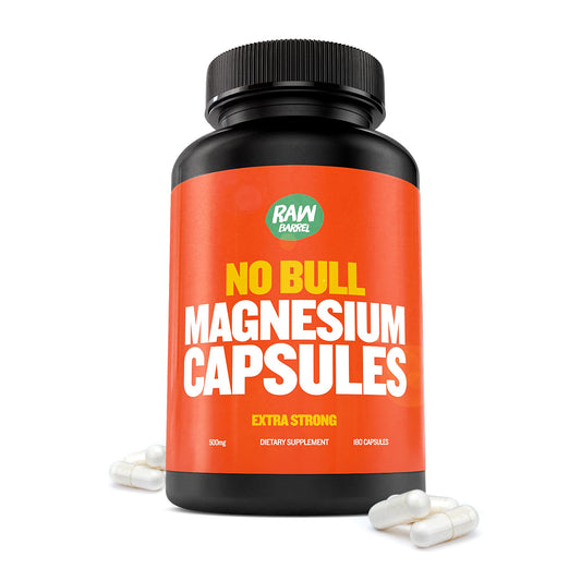 Raw Barrel No Bull Magnesium Capsules bottle front view