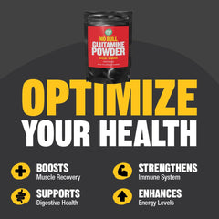 Serving scoop with unflavored L-Glutamine powder
