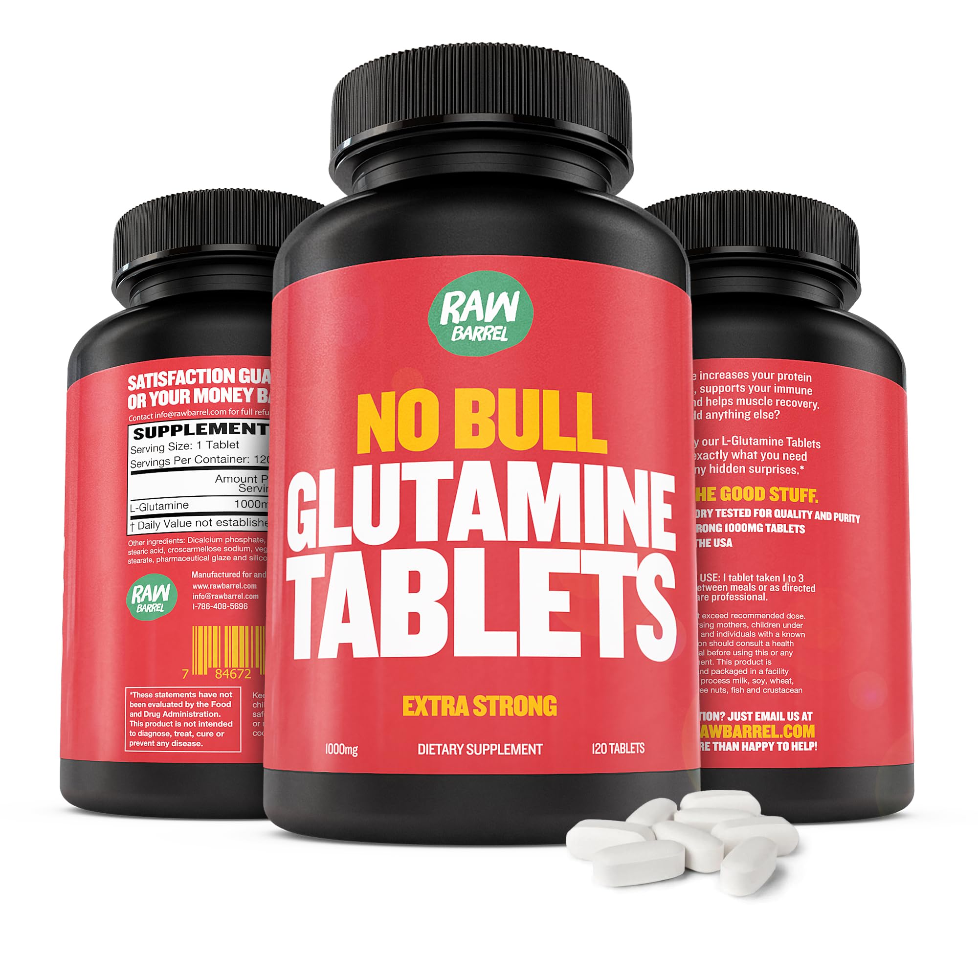 Gluten-free L-Glutamine tablets with packaging