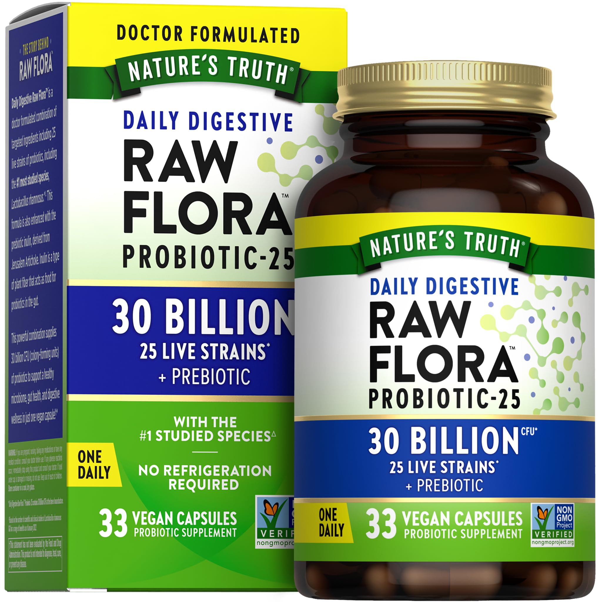 Raw Flora Probiotics bottle with product label