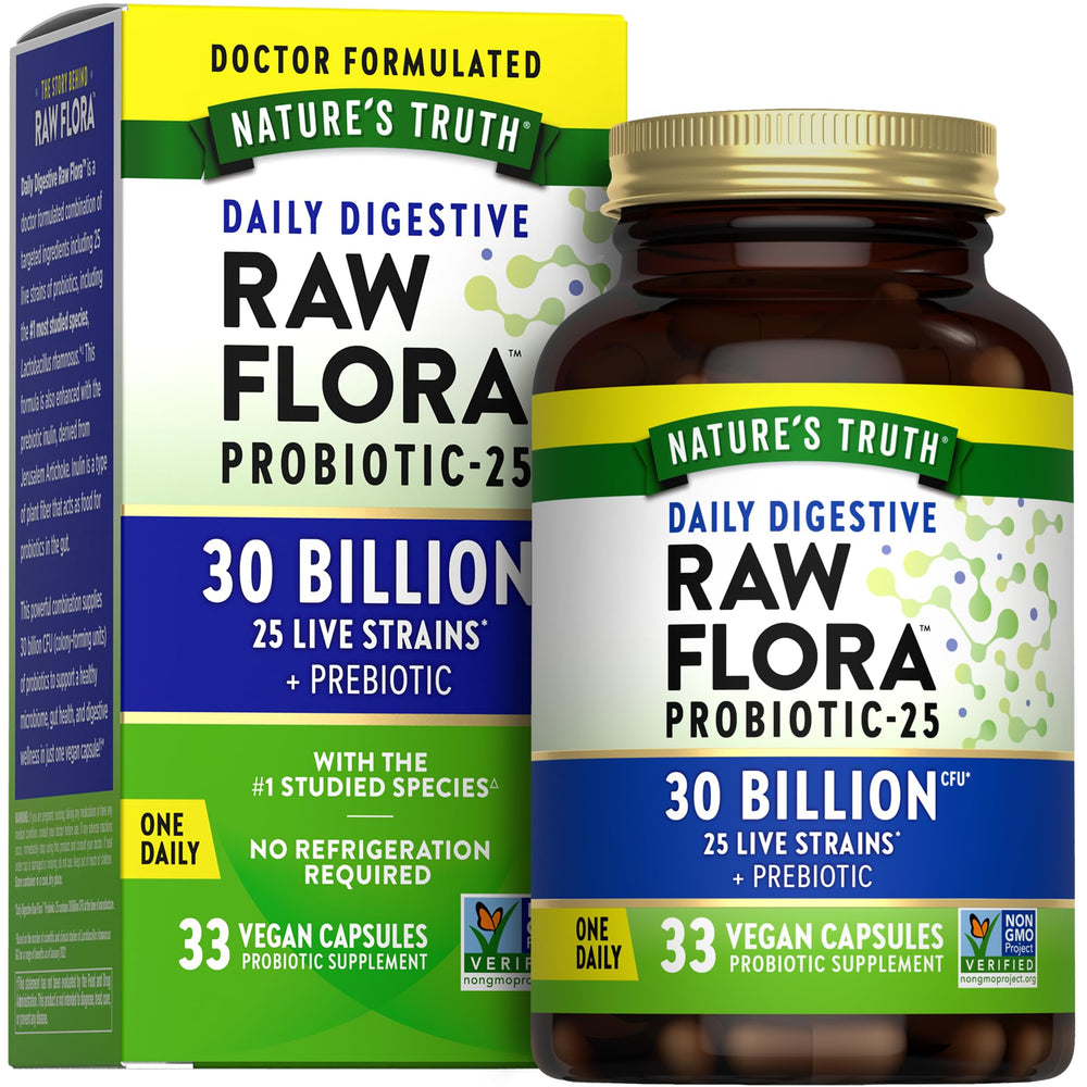 Raw Flora Probiotics bottle with product label