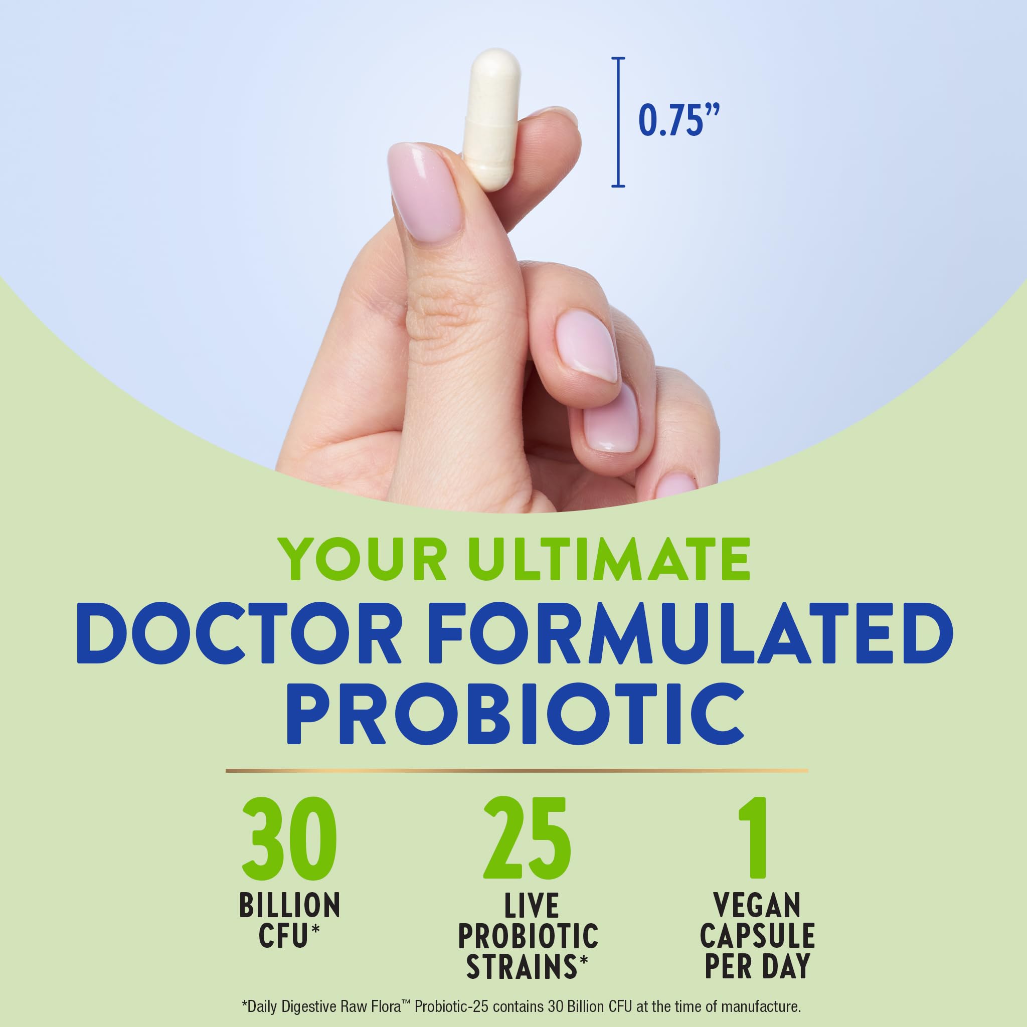 Raw Flora Probiotics capsules showing 30B CFU