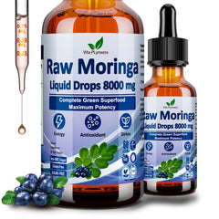 Raw Moringa Liquid Drops bottle with 8000 mg dosage (60 ml)