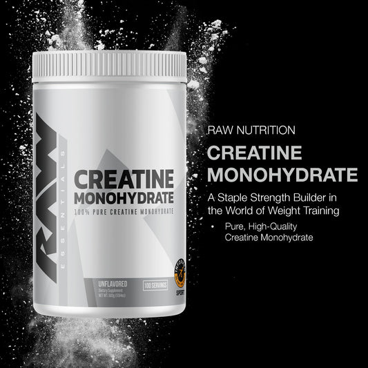 Measuring scoop with RAW Nutrition Creatine Monohydrate Powder