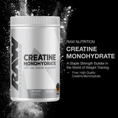 Measuring scoop with RAW Nutrition Creatine Monohydrate Powder