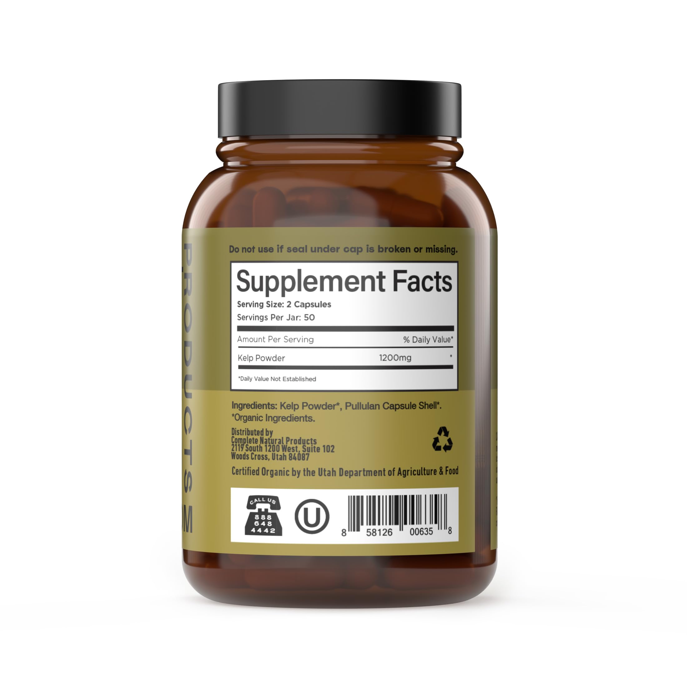 Close-up of Raw Sea Kelp Powder Capsules