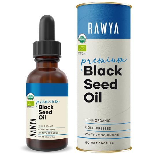 RAWYA Black Seed Oil bottle in dark glass