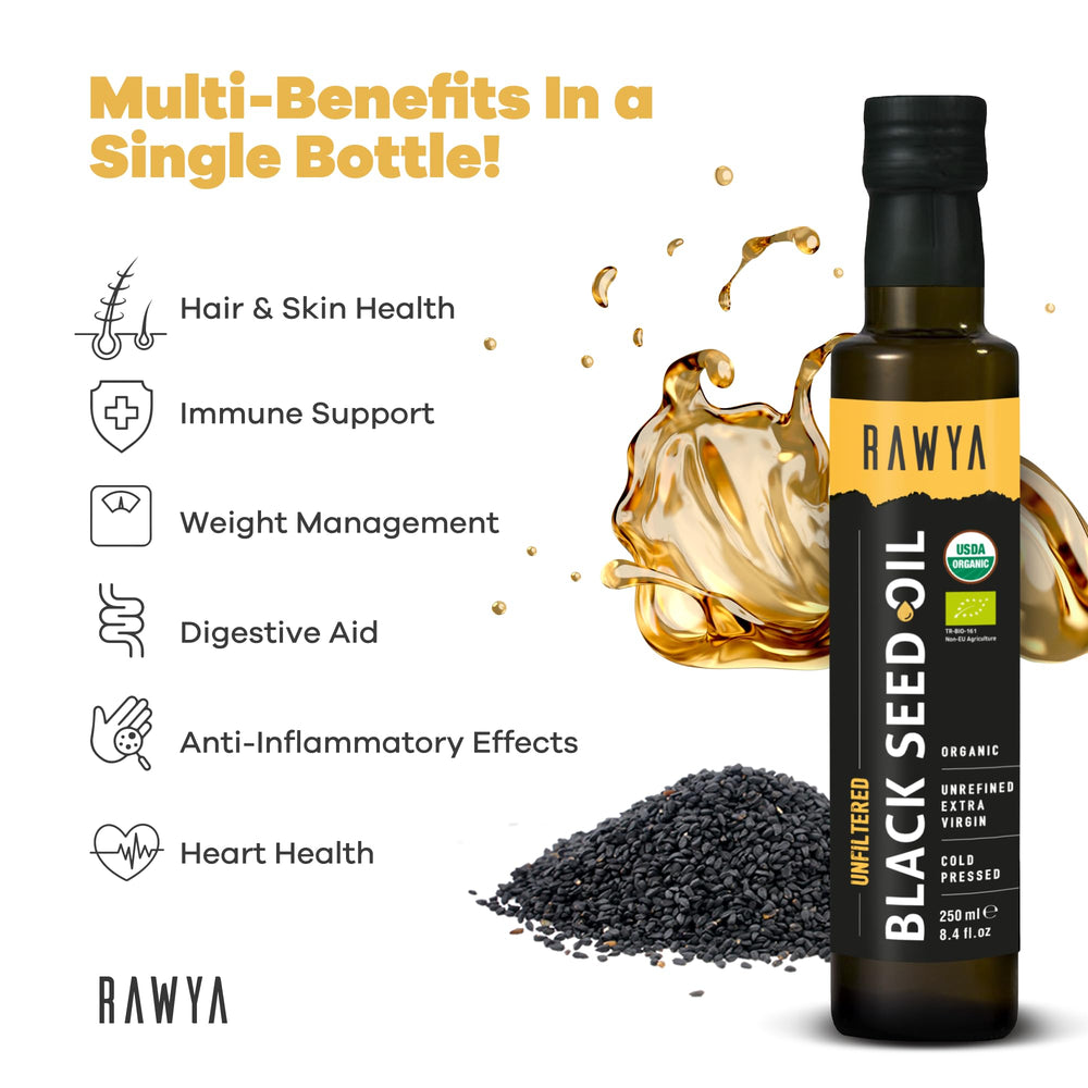 RAWYA Black Seed Oil 250ml bottle - side view