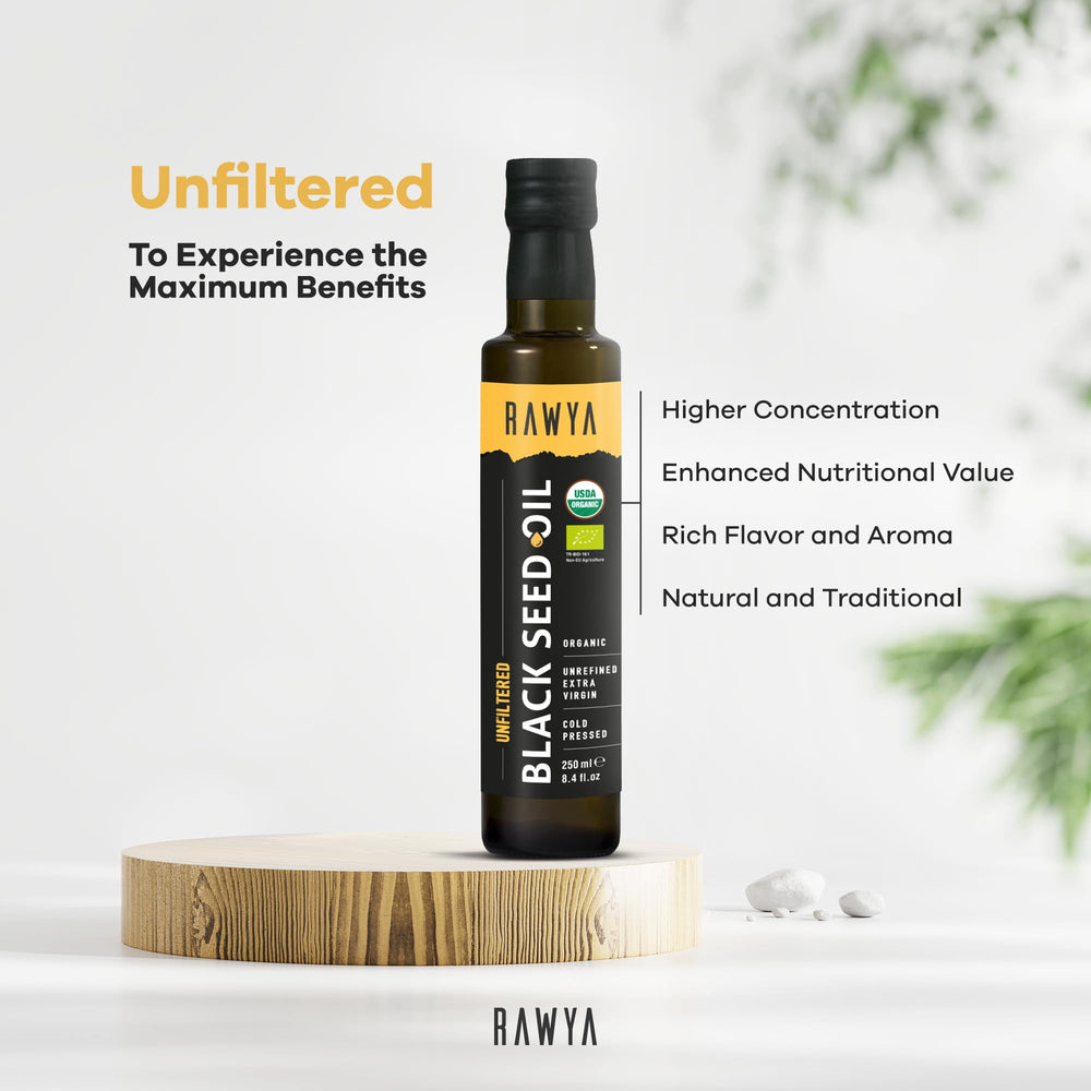 RAWYA Black Seed Oil bottle close-up