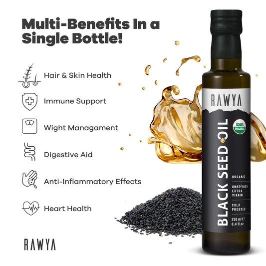 RAWYA Black Seed Oil bottle side view