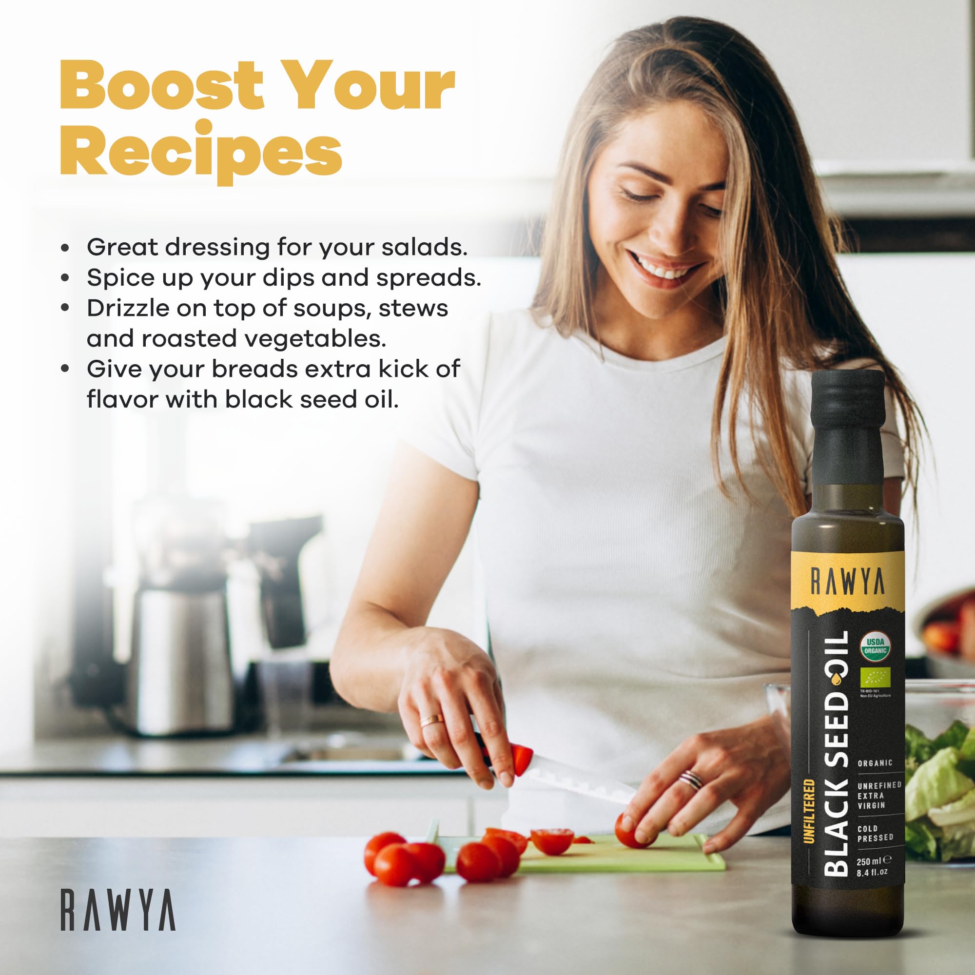 RAWYA Black Seed Oil used in salad dressings