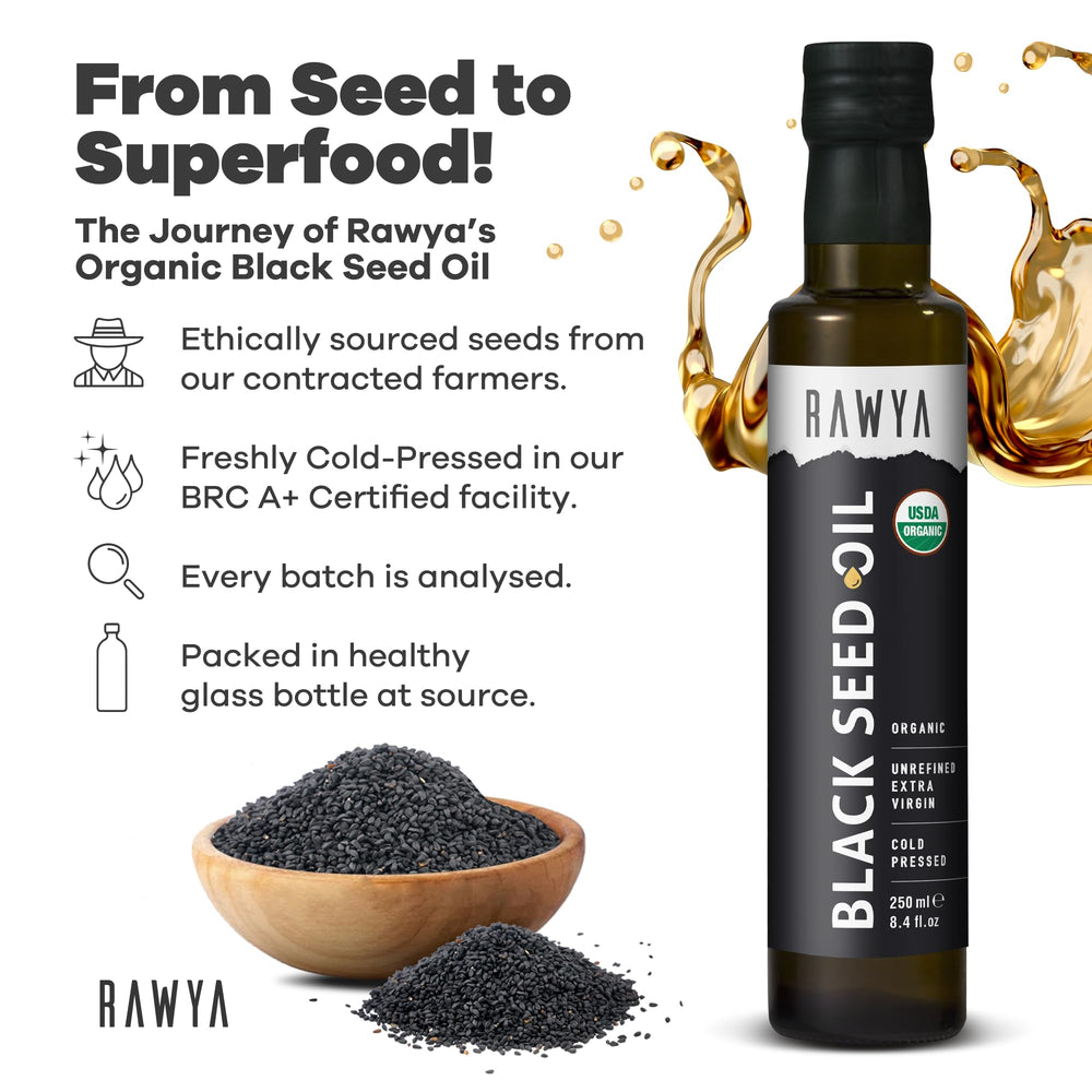 RAWYA Black Seed Oil label close-up