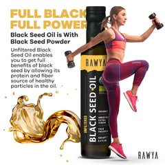 Label on RAWYA Black Seed Oil bottle showing USDA Organic seal