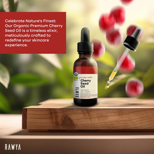 RAWYA Cherry Oil glass bottle with cap close-up